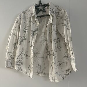GAP White and Gray Dinosaur Shirt